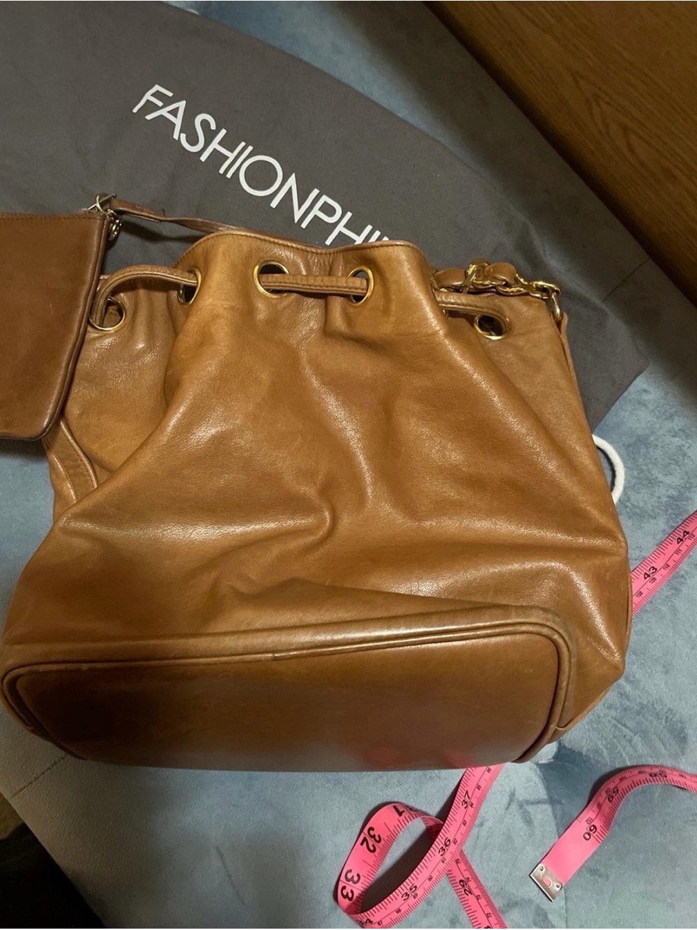 CHANEL Cognac Leather Drawstring Shoulder chain Bag - Picture 3 of 12